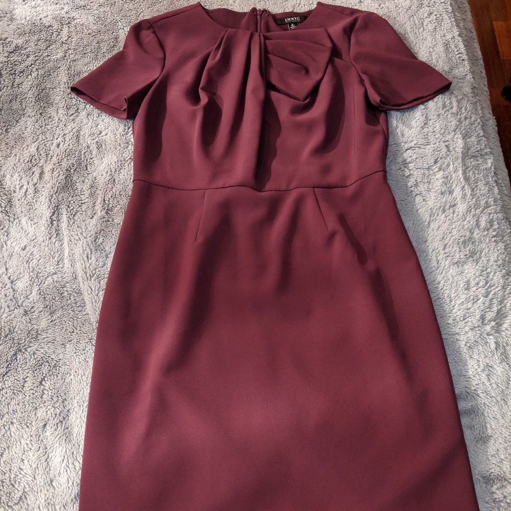 IMNYC Issac Mizrahi Burgundy Career Sheeth Dress Size 6